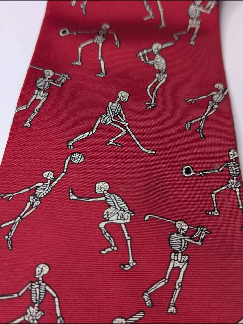 Red Novelty Sports Skeleton Tie for Men